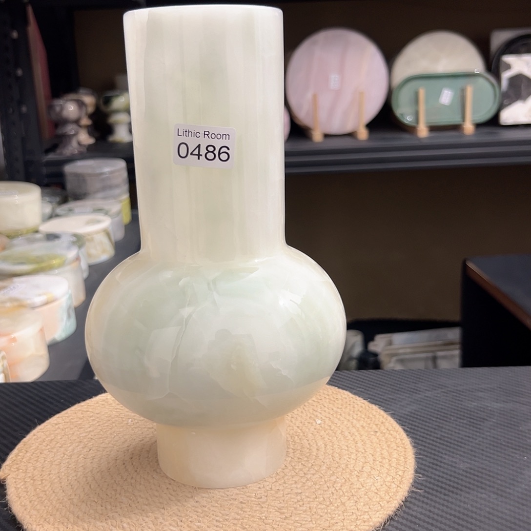天然大理石8486蓝冰玉花瓶