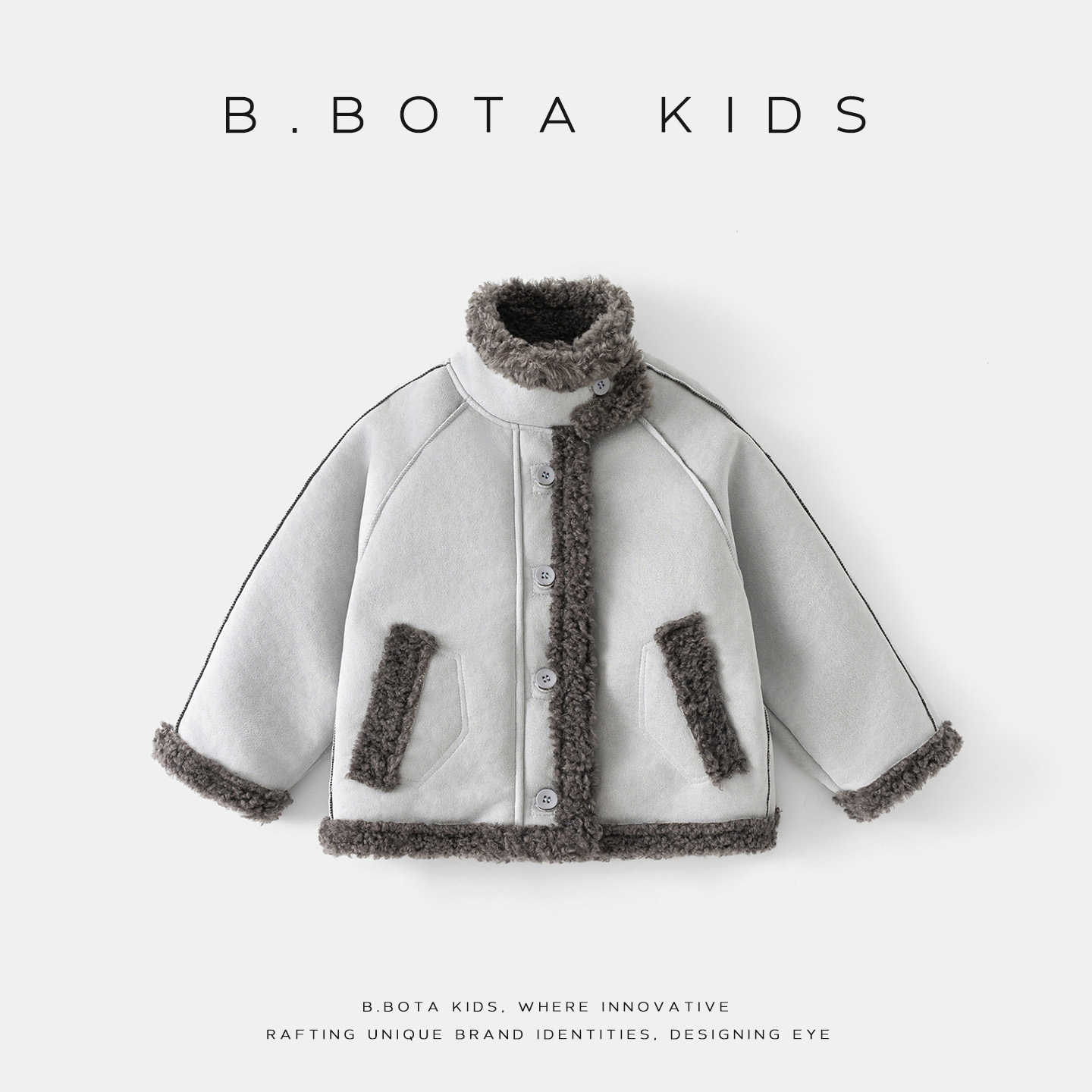 〖姐姐家〗2025冬款儿童韩版边休闲蓝色立领棉服外套-bt6739