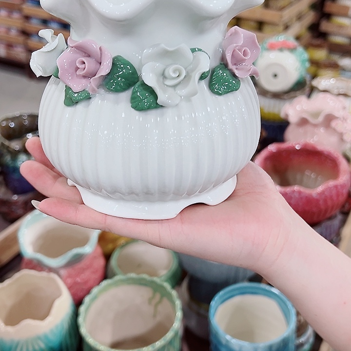 有孔，凑单福利满10元发货陶瓷多肉花盆！