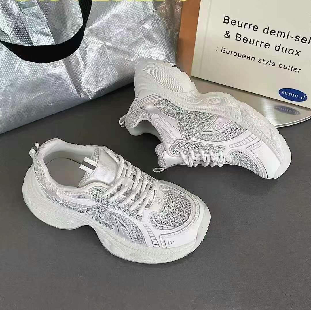 2025夏款真皮网面透气老爹鞋时尚百搭潮流