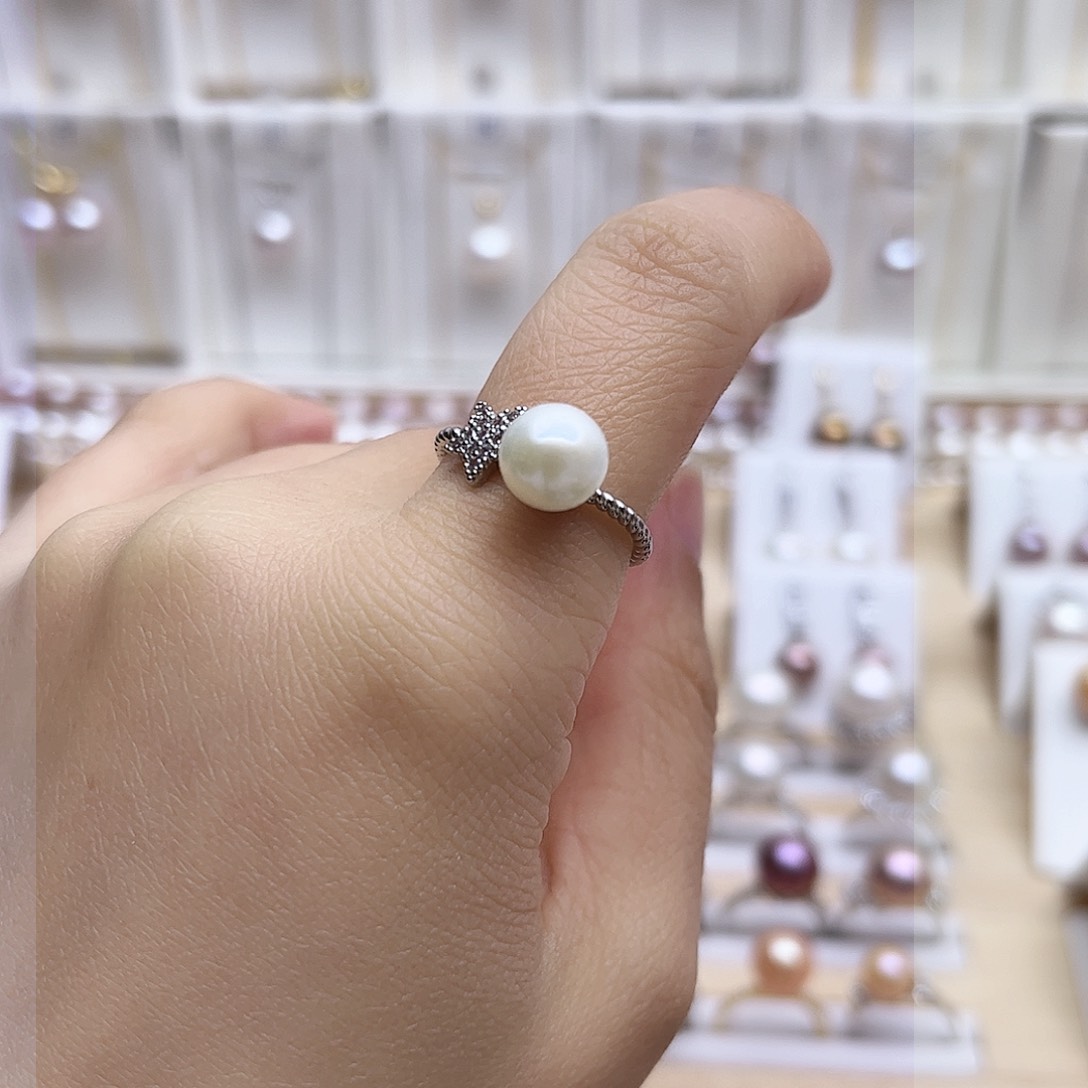 淡水珍珠戒指合金