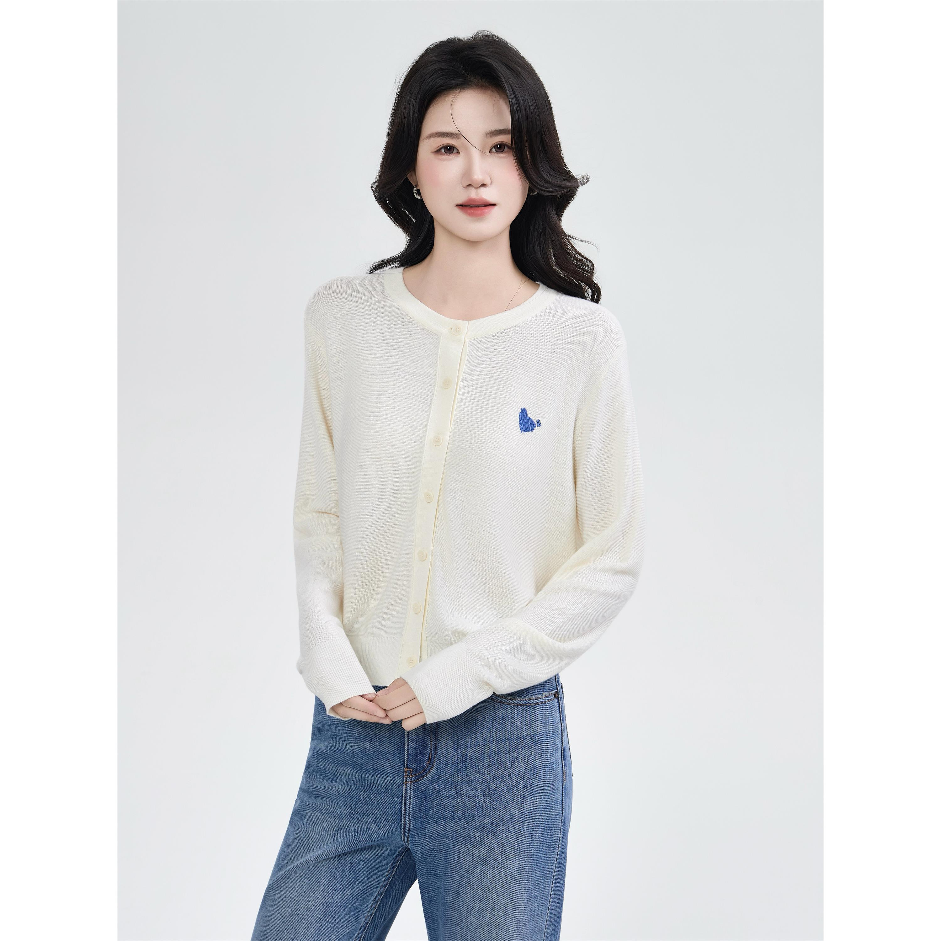 【流光风穿搭】茵曼25秋季时尚纯色甜美针织开衫休闲百搭毛衣开衫