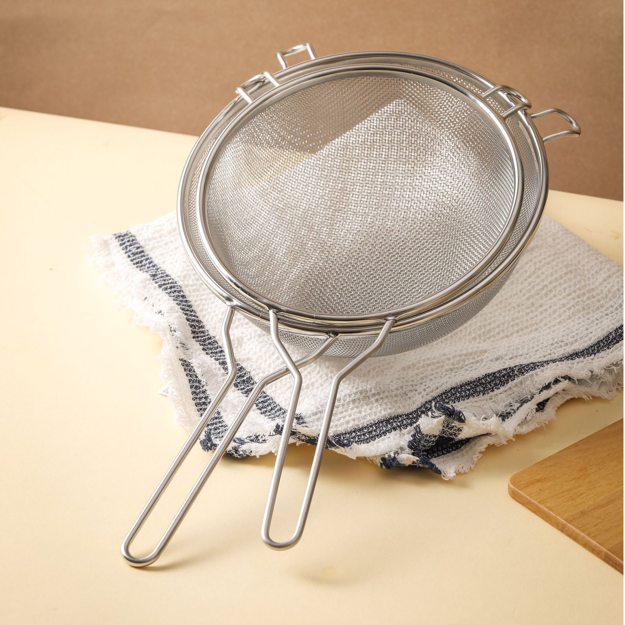 日本进口赖川304不锈钢家用超细捞面漏勺焯菜不锈钢过滤网漏勺