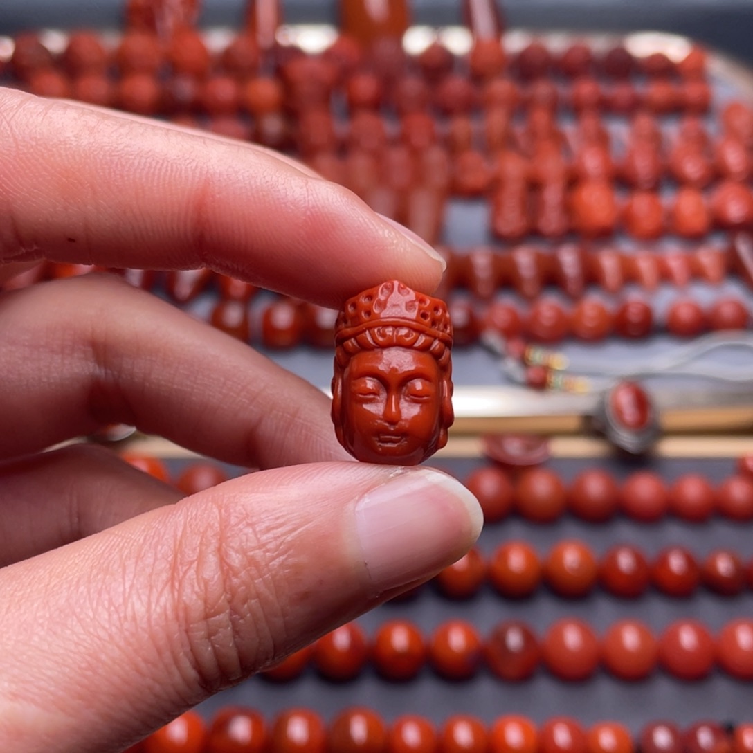 南红玛瑙未镶嵌其他W12瓦西偏锦红观音头配饰