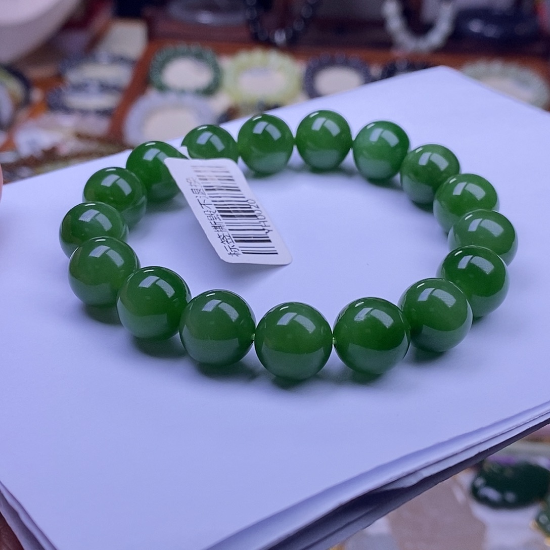 颈饰未镶嵌和田玉毕业级老坑料七号矿碧玉手链12m