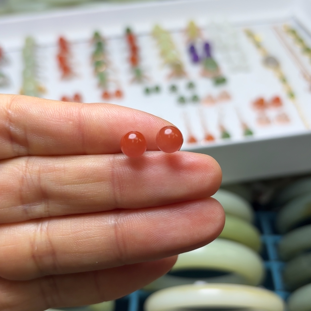 和田玉银S925镶嵌耳饰玲*