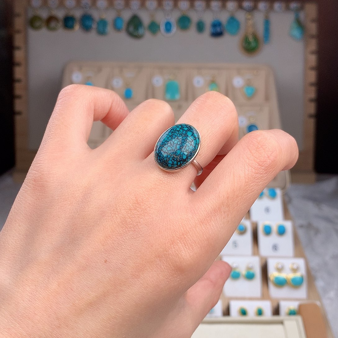 绿松石戒指银S925镶嵌