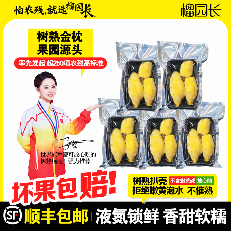 榴园长泰国冷冻金枕榴莲肉 净重380G/盒共1900G（3.8斤）顺丰发货
