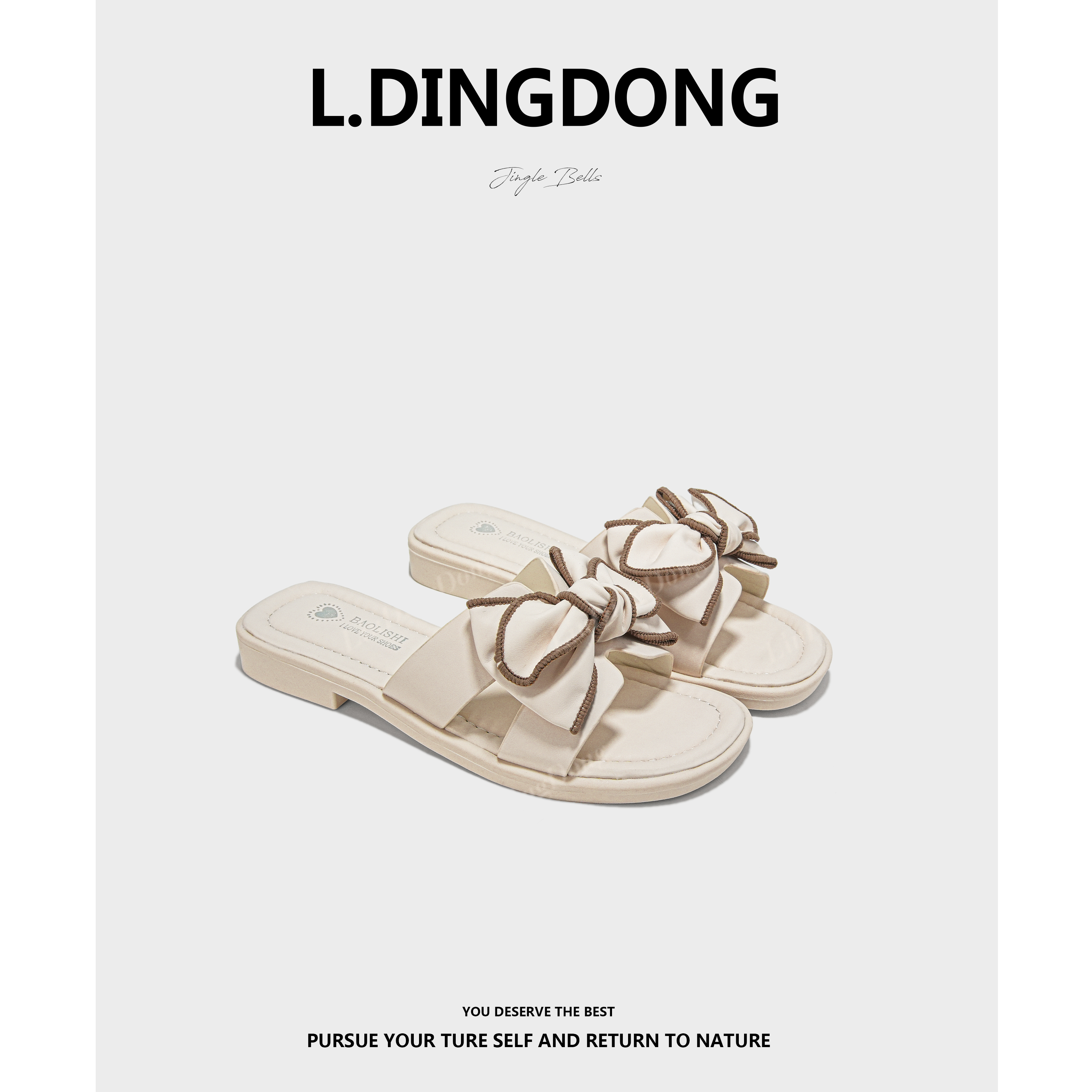 【刘叮咚女鞋】蝴蝶结拖鞋女新款夏季时尚仙女风绝美配裙子百搭休闲