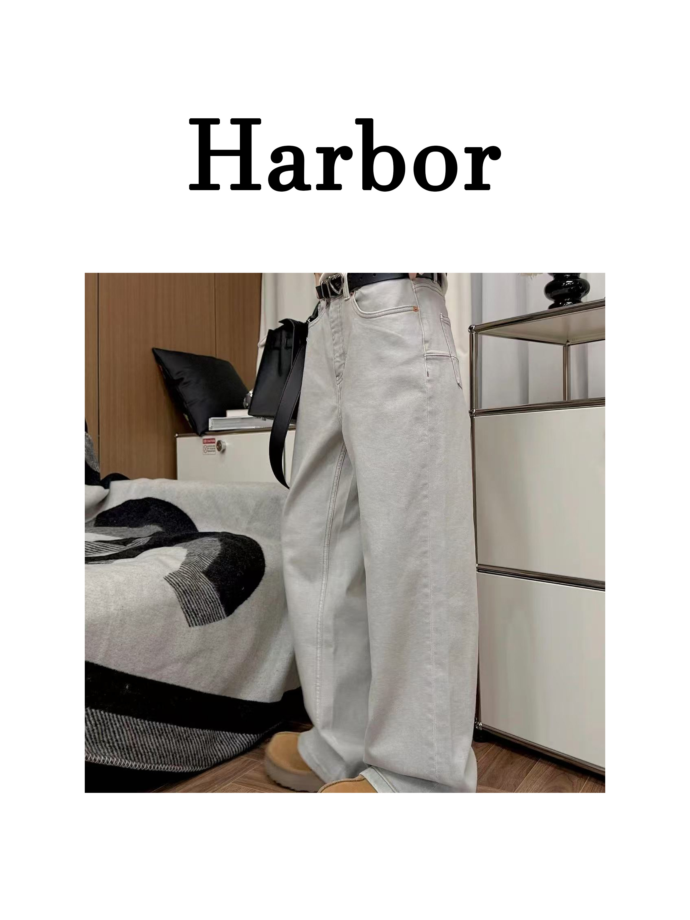 harbor 【土耳其风】春季新款显瘦直筒宽松垂感韩版百搭牛仔裤