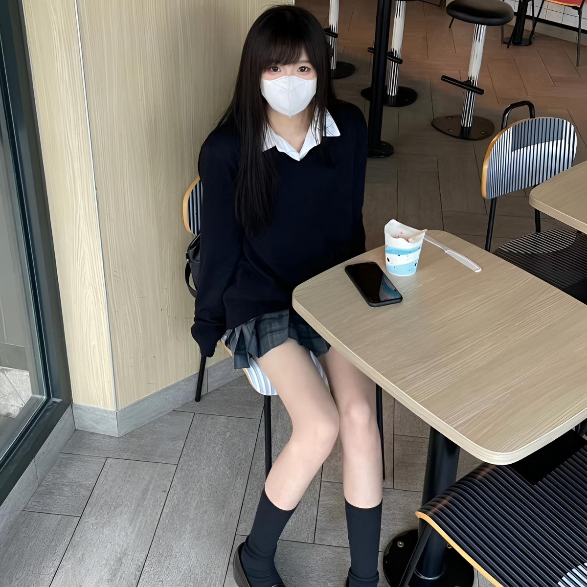 秋冬新款毛衣套头v领长袖百搭少女美拉德叠穿针织衫慵懒风日系