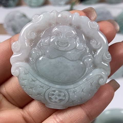 翡翠颈饰未镶嵌逍遥佛福利