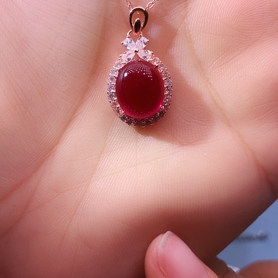 红宝石吊坠(赠链)银S925镶嵌