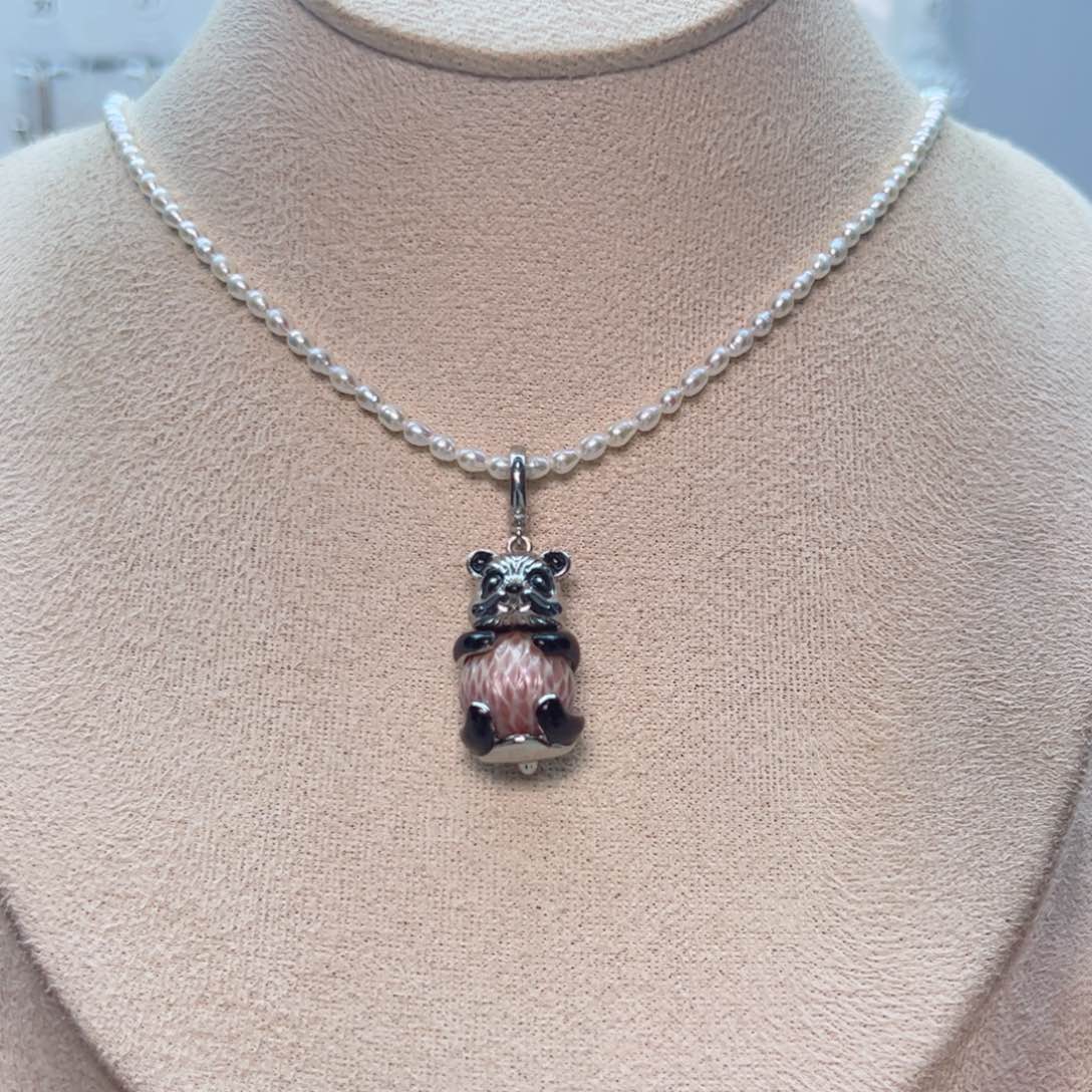 淡水珍珠吊坠(不含链)未镶嵌熊猫紫龙鳞吊坠