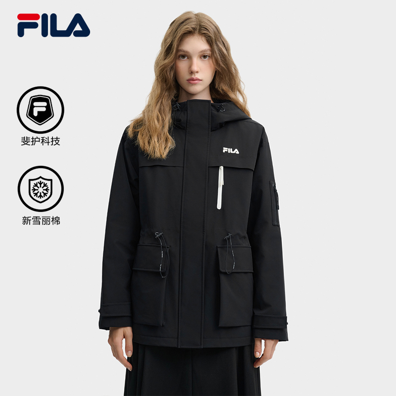 Fila/斐乐女士秋冬【宽松潮流工装风】保暖连帽运动棉服F61W548998A