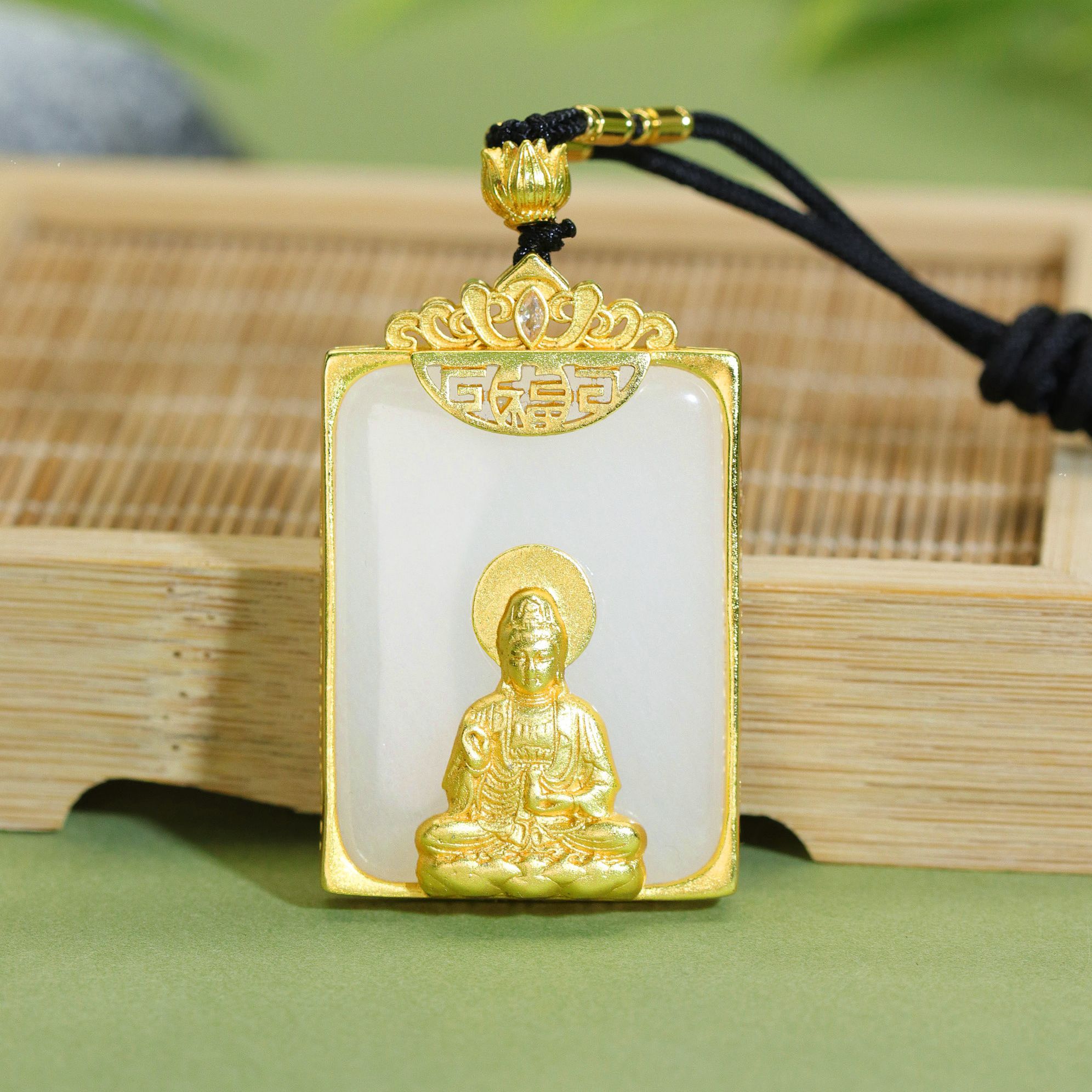 天然新疆玉石观音玉吊坠金丝玉挂件无事牌玉石真品直播间玉Y857