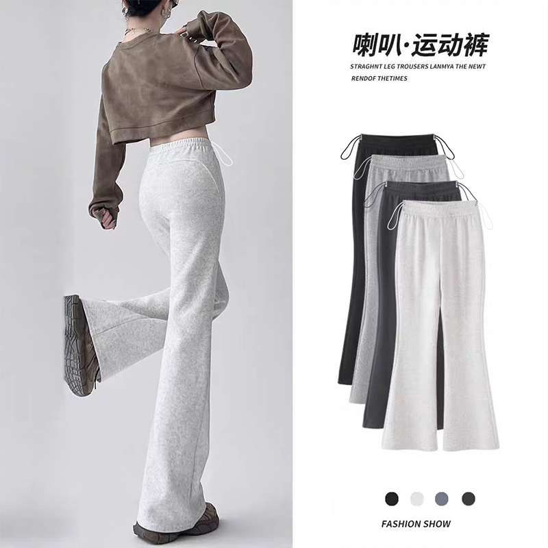 孕妇微喇叭运动裤春秋冬季2025新款孕妇装高腰显瘦马蹄裤休闲卫裤