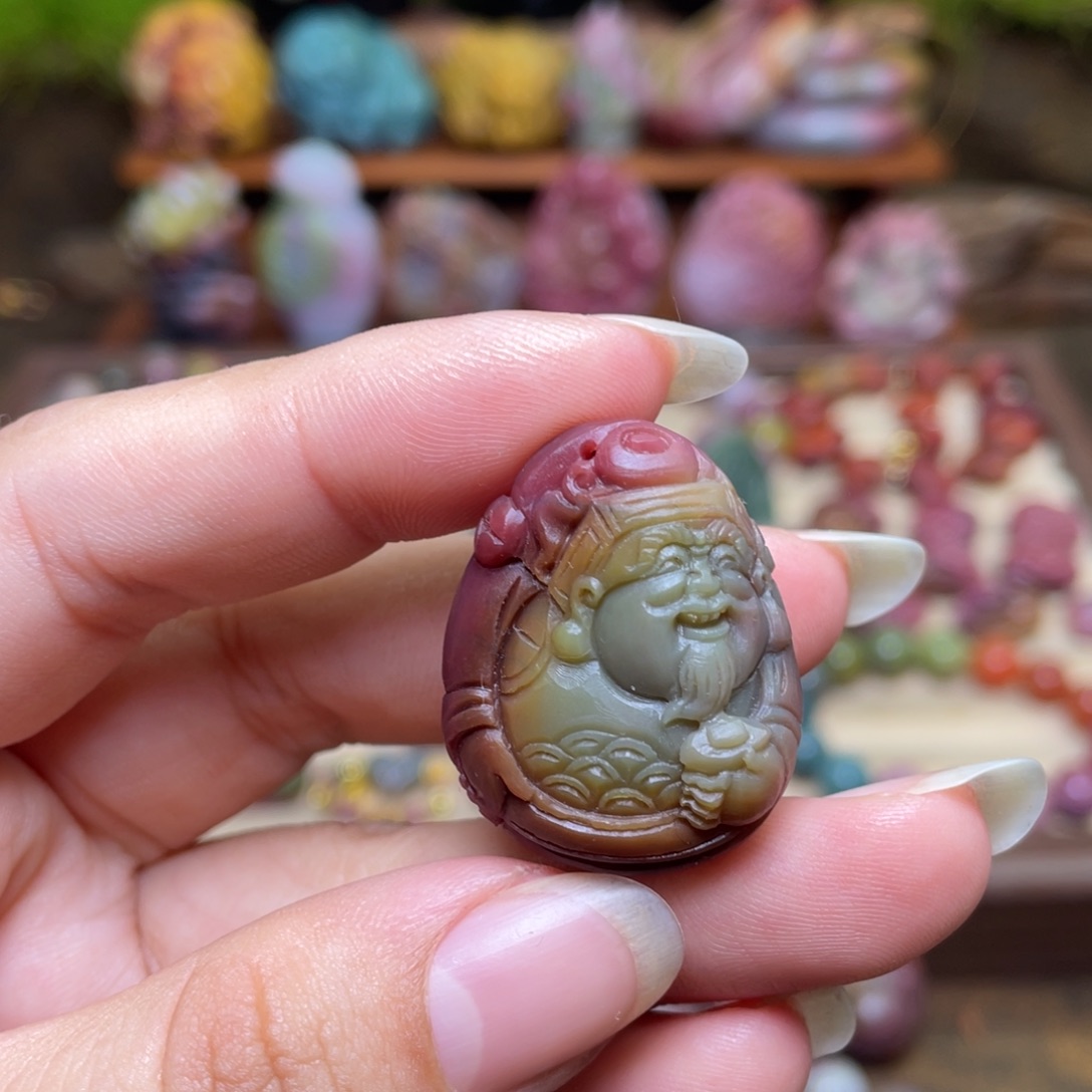 三***意玛瑙/玉髓未镶嵌珠宝半成品盐源玛瑙十二福利苏工财神
