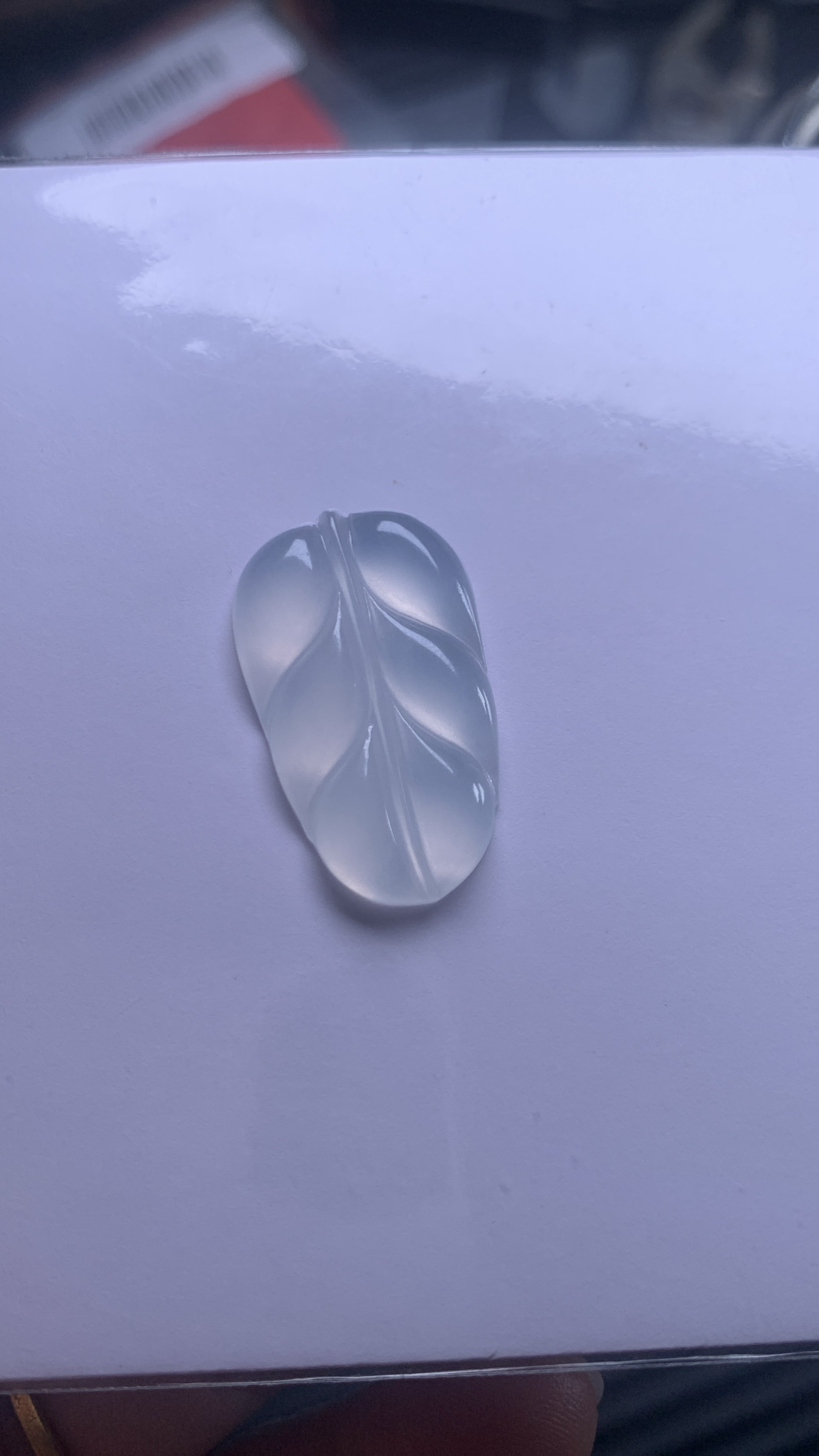 缅料翡翠白冰叶子26.2-15.6-3.8