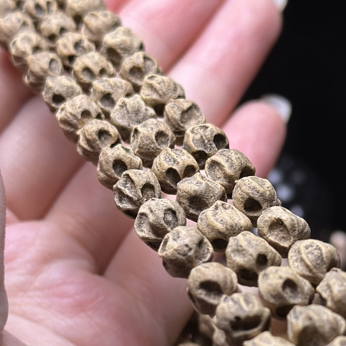 热振百香籽手串【飞奴】麻皮老树籽深坑脏鬼满鬼脸108长串文玩