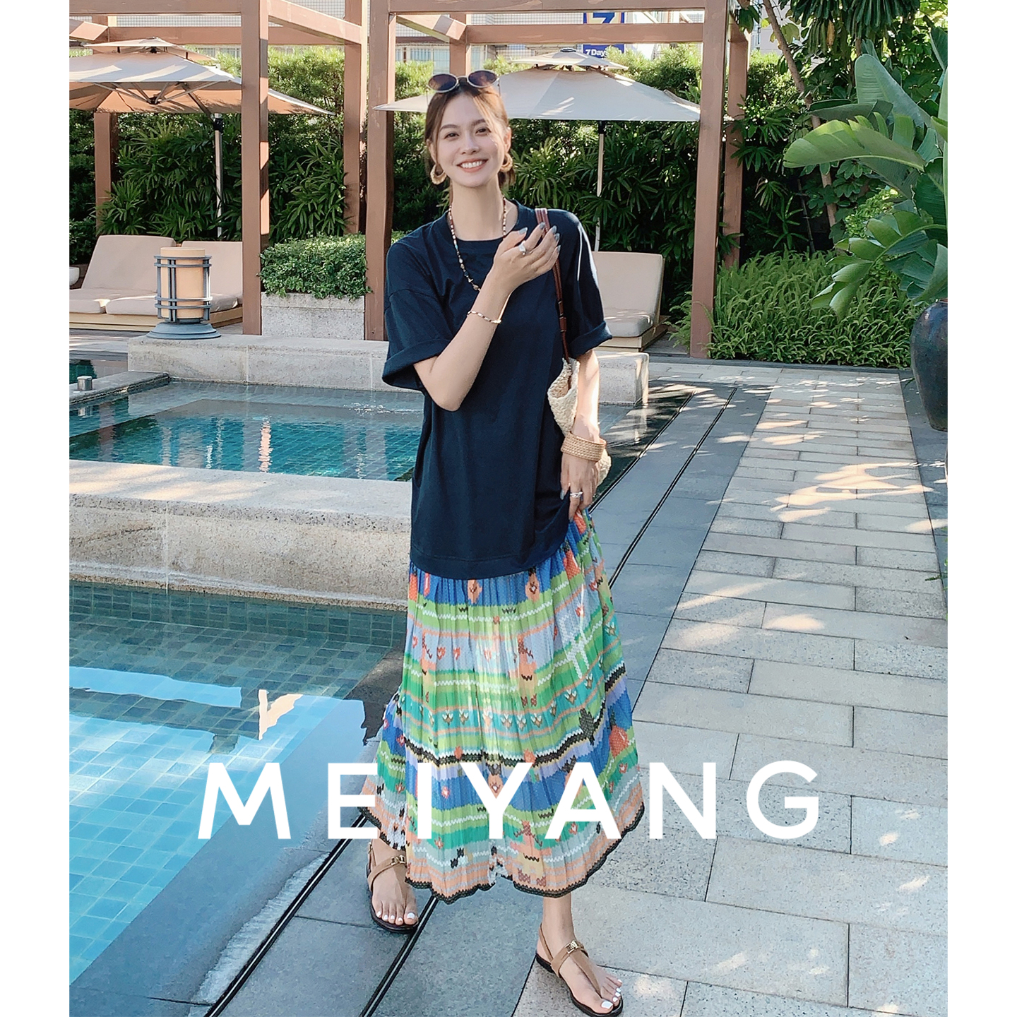【现货】美洋MEIYANG 卡通世界连衣裙【商场同款】 莫代尔棉X印花雪纺