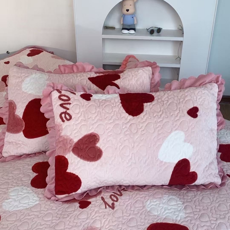 《同款枕套W》加厚夹棉绗缝宝宝绒枕套48*74cm一对装