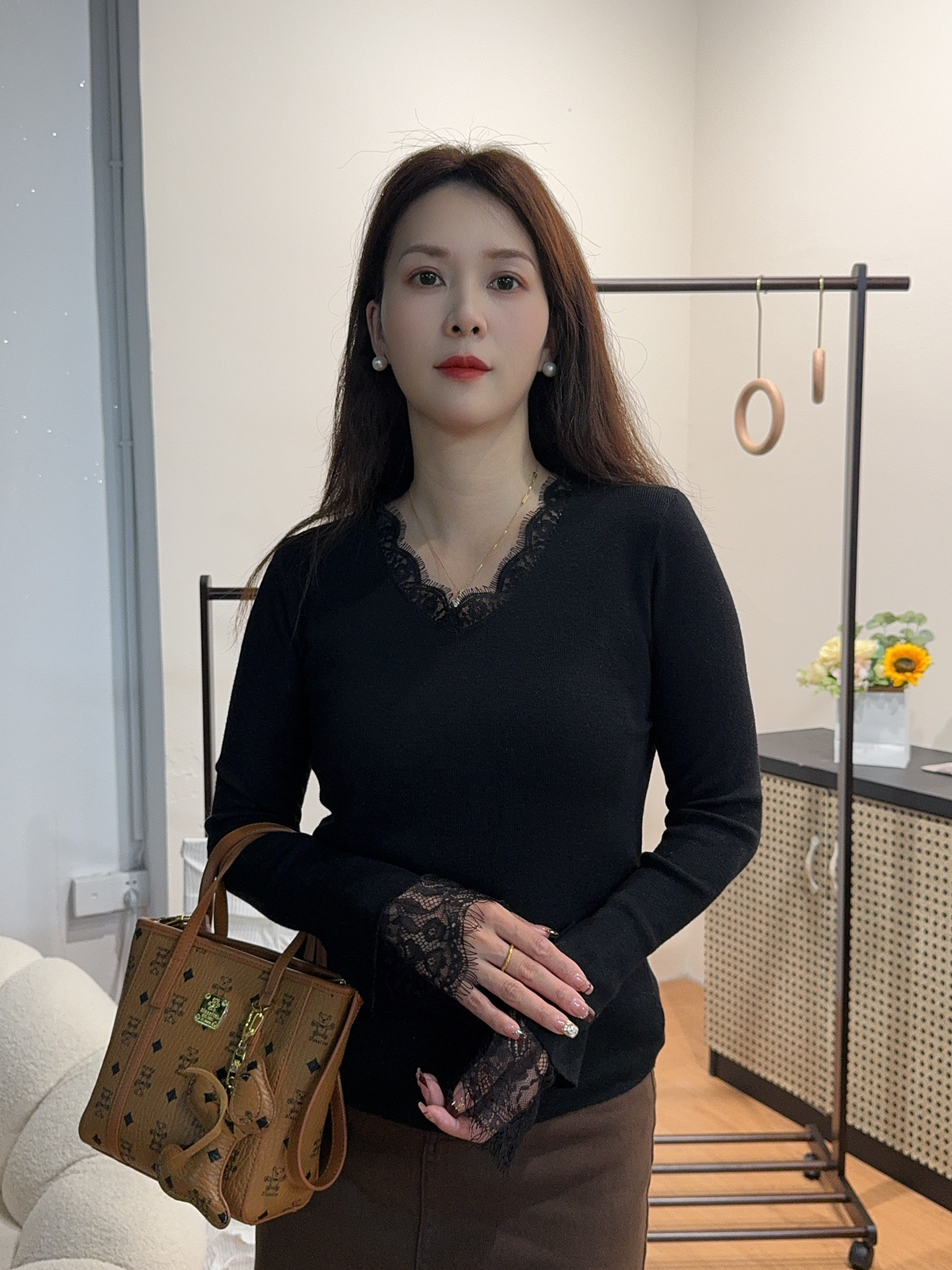 MZMY20032休闲风秋季长袖V领春季毛针织衫秋冬时尚打底上衣