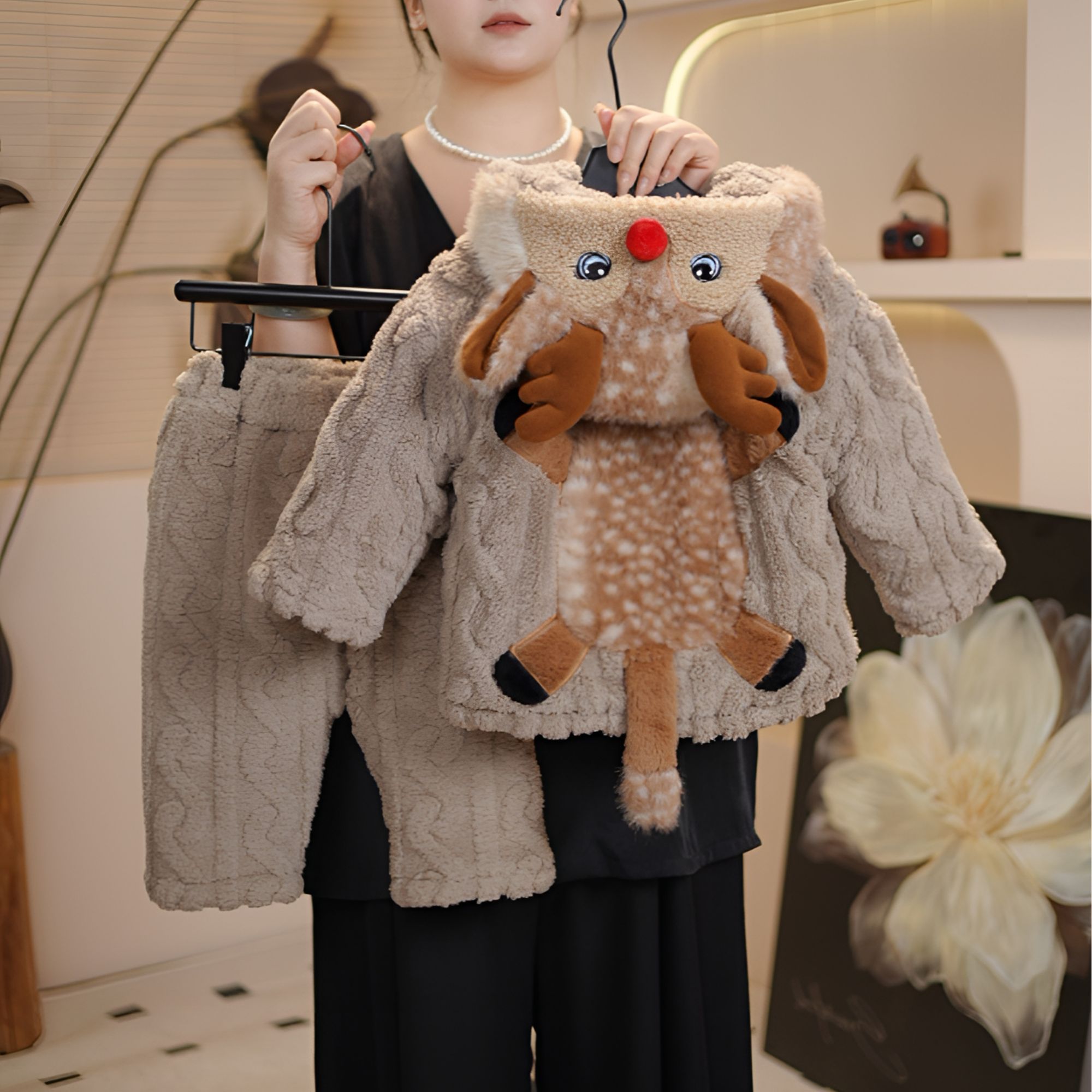 儿童睡衣套装法兰绒中小童宝宝加绒加厚两件套家居服24S022