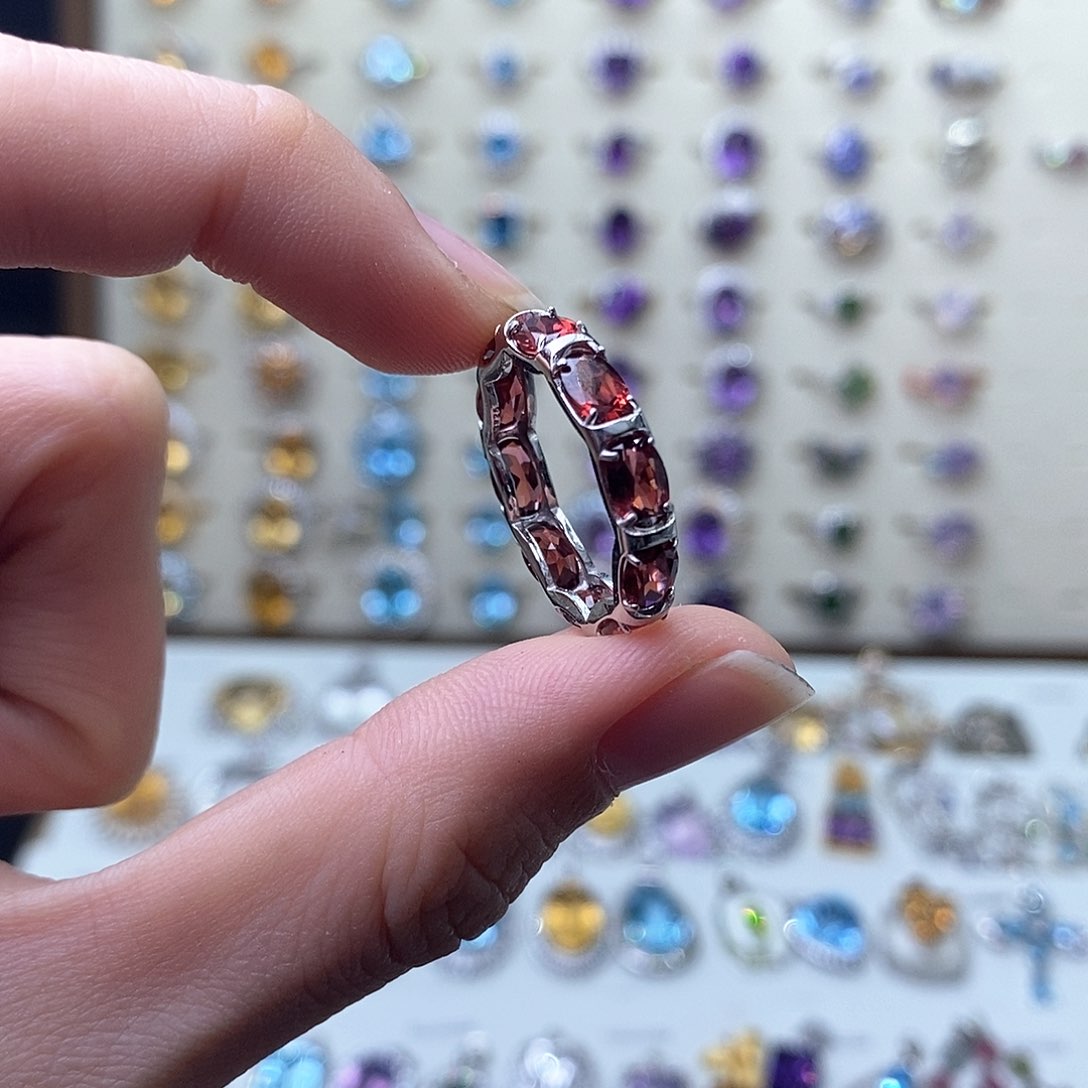 石榴石戒指银S925镶嵌（需要证书备注）