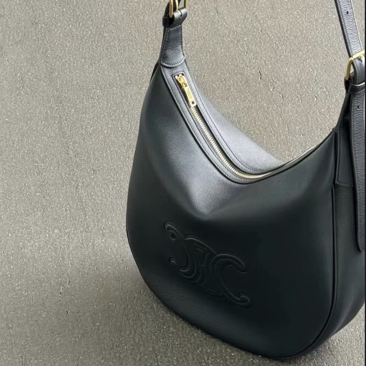 99新 Celine/思琳 塞林石板灰单肩hobo包//送中检2701