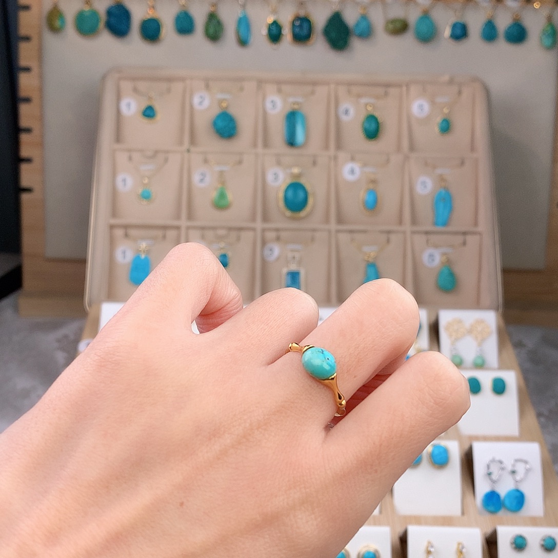 绿松石银S925镶嵌戒指