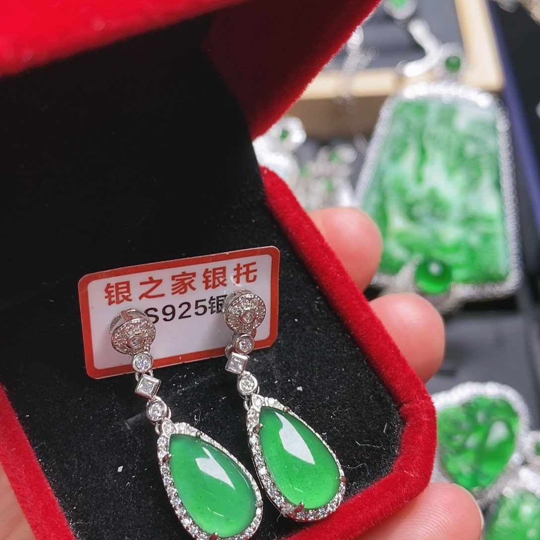 翡翠耳饰未镶嵌耳钉4