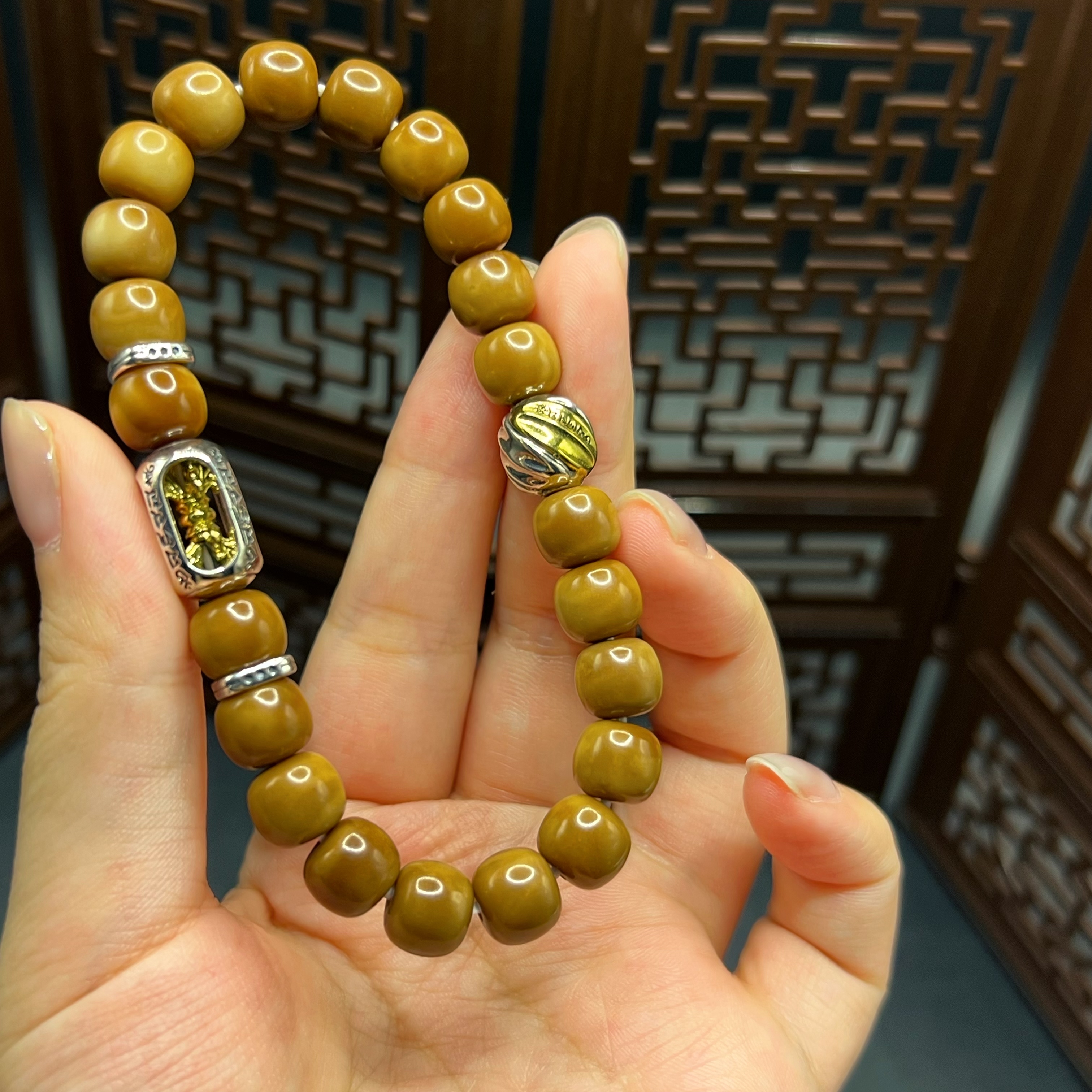 925银银制品 原创藏式 龙脊老型凯旋珠金刚杵单圈手串 尺寸8+mm