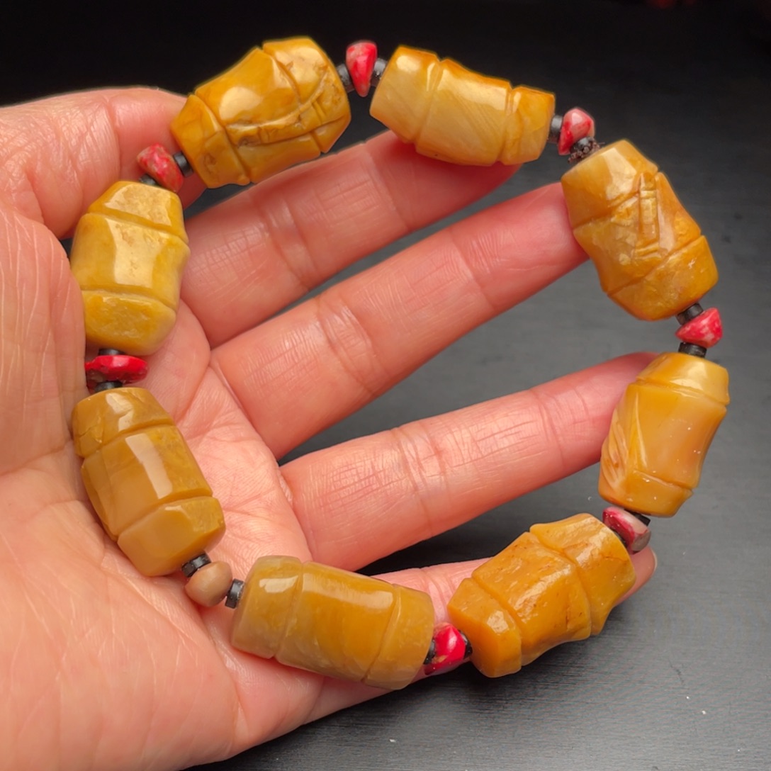 十***糊田黄石昌化田黄石手把件手串