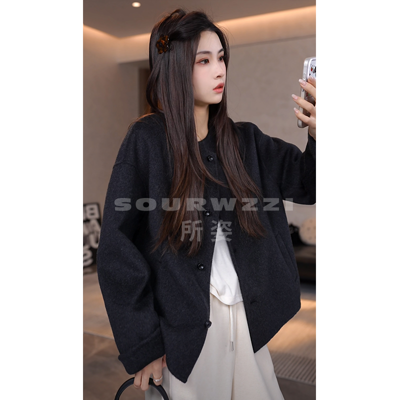SOURWZZI/所姿新款冬季宽松简约时尚休闲女士大衣SZ-X81018