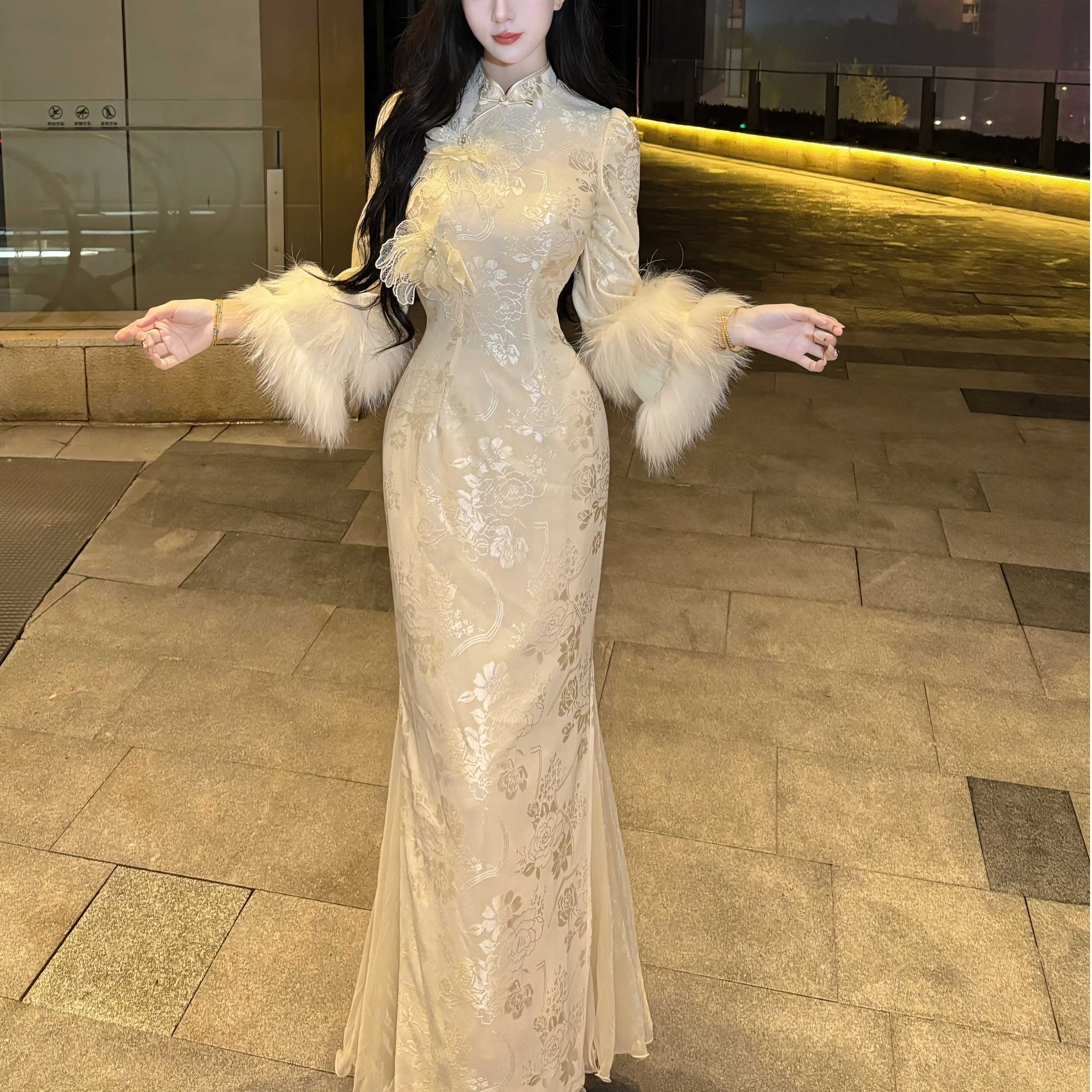 【 神明少女花-加绒】潇夫人自制温柔仙气飘飘新中式旗袍 连衣裙