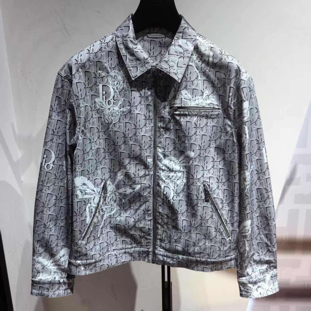 C.Dioc25春夏小蜜蜂时尚百搭短装灰色夹克