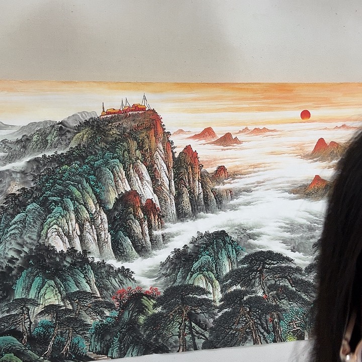 国画国画作品泰山任海鲜画
