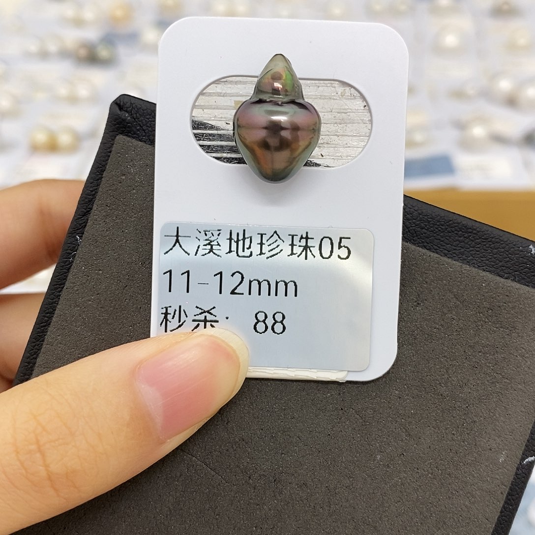 海水珍珠耳饰未镶嵌11-12mm大溪地（无鉴赏）