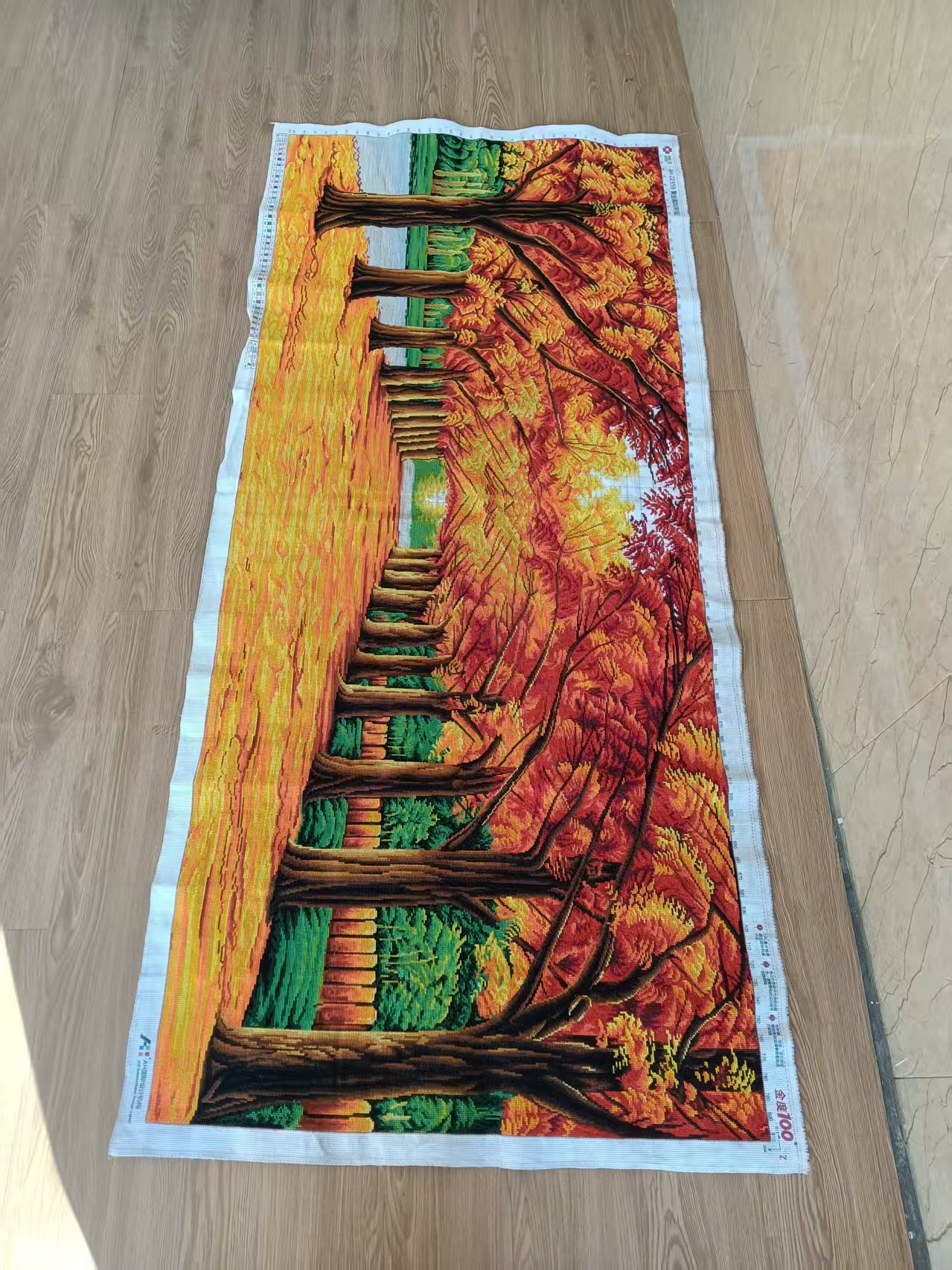 手工十字绣成品黄金满地绣好的