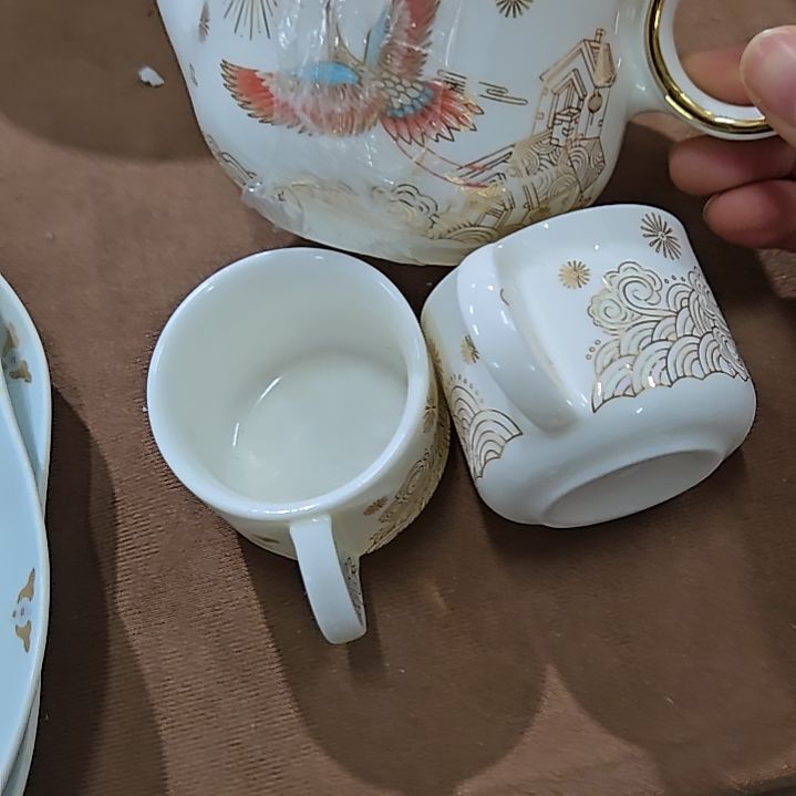 瓷片微瑕奥维百鸟朝凤一壶两杯6666