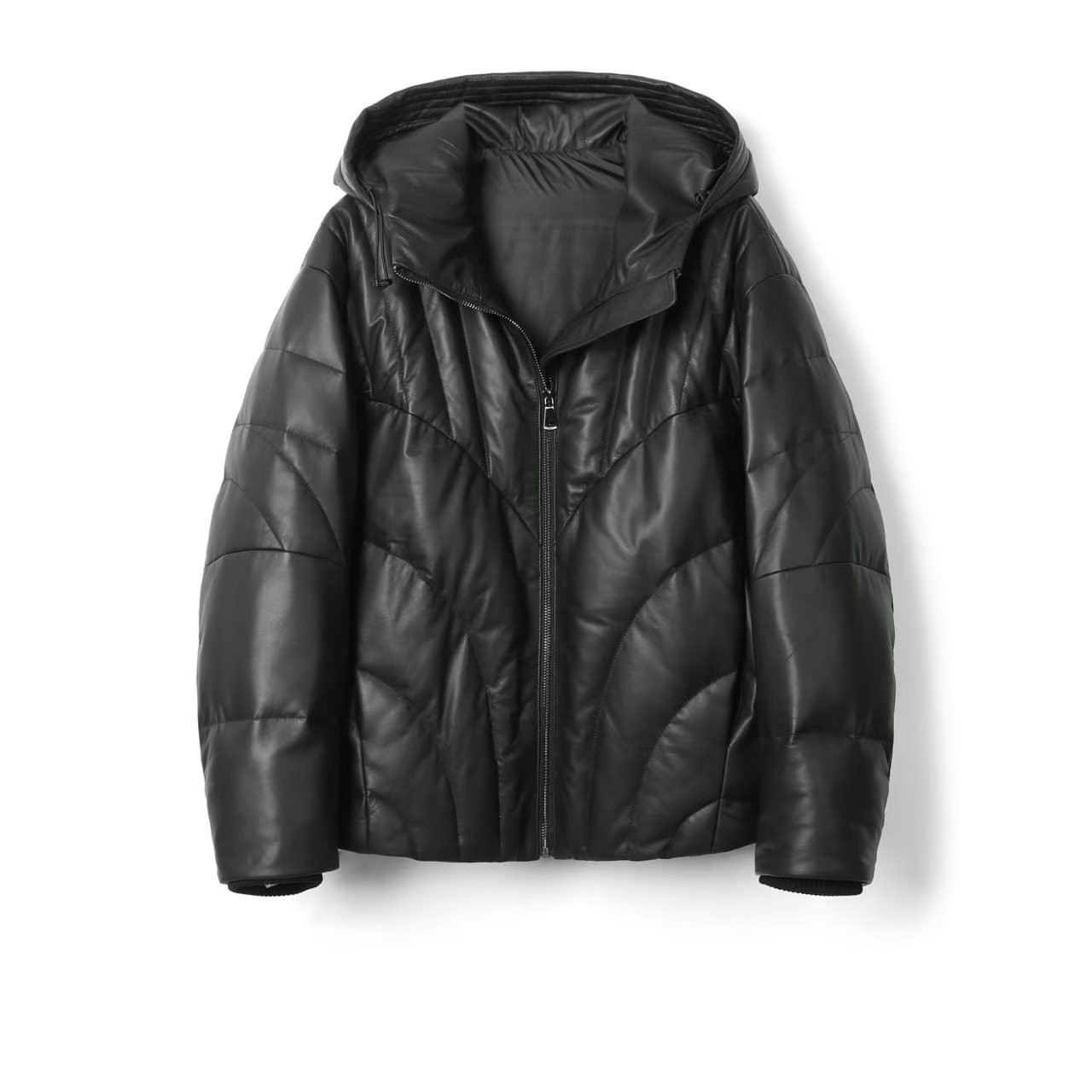 2025年时尚皮衣加厚真皮外套秋冬厚款黑色女装外套加厚冬季宽松