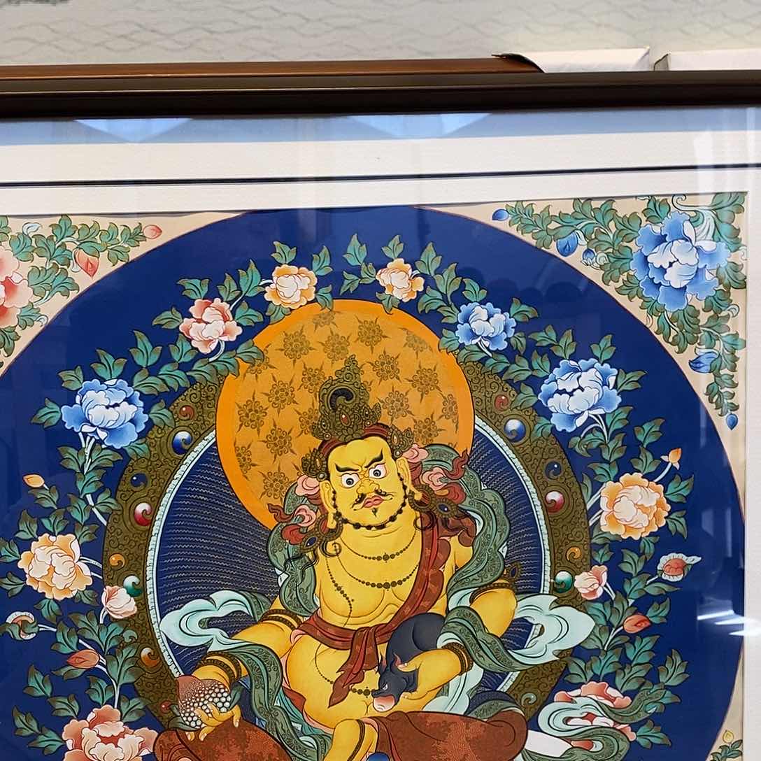 卷轴画吞****哥纯手绘五路财唐卡50厘米左右