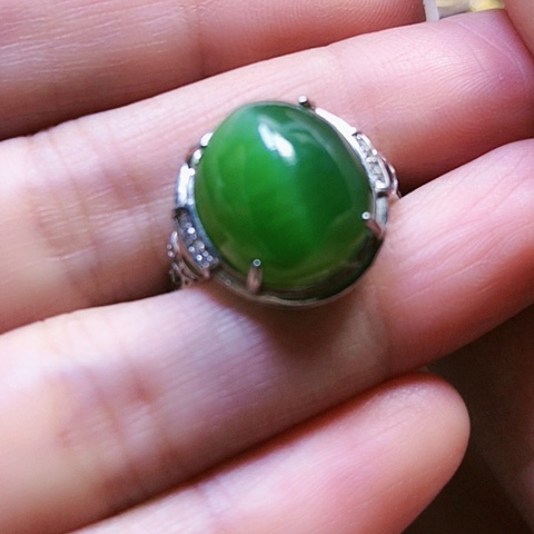 和田玉戒指银S925镶嵌