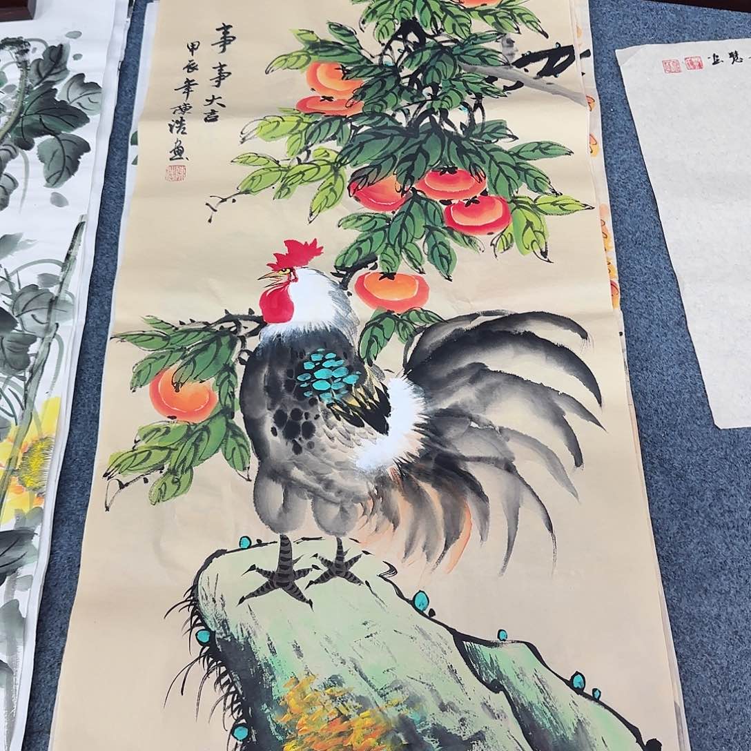 国画尺寸50X100手绘作品 