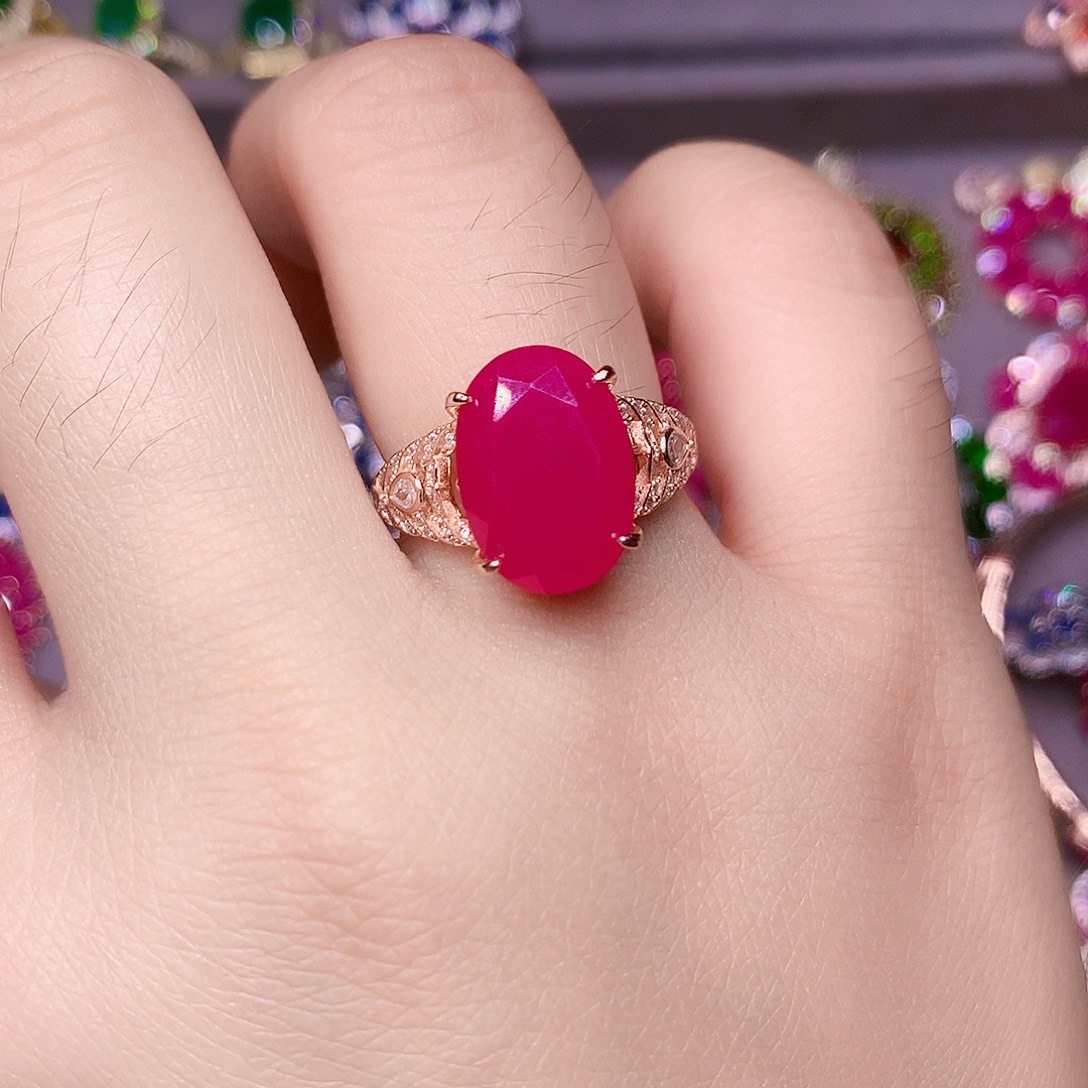 银S925镶嵌戒指红宝石