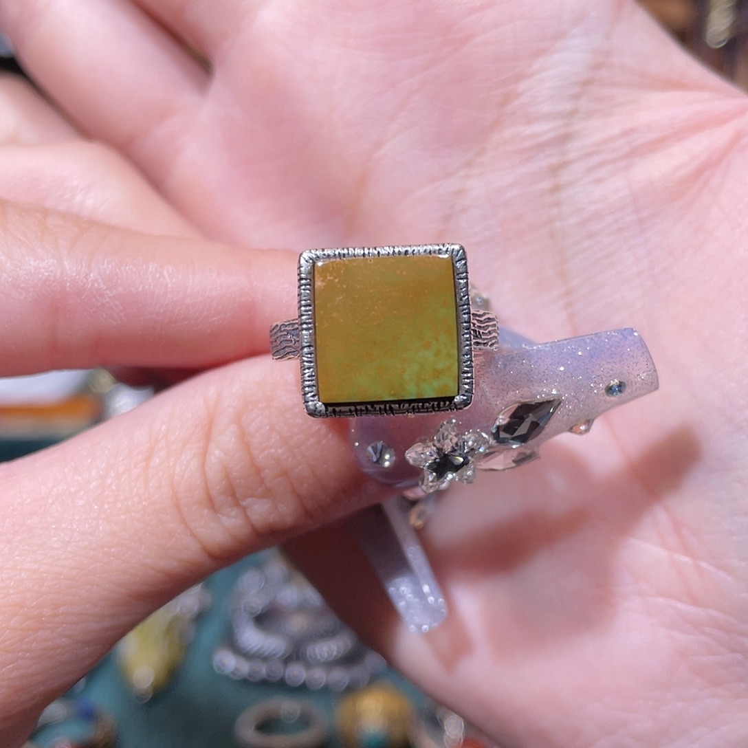 青***聿绿松石银S925镶嵌戒指