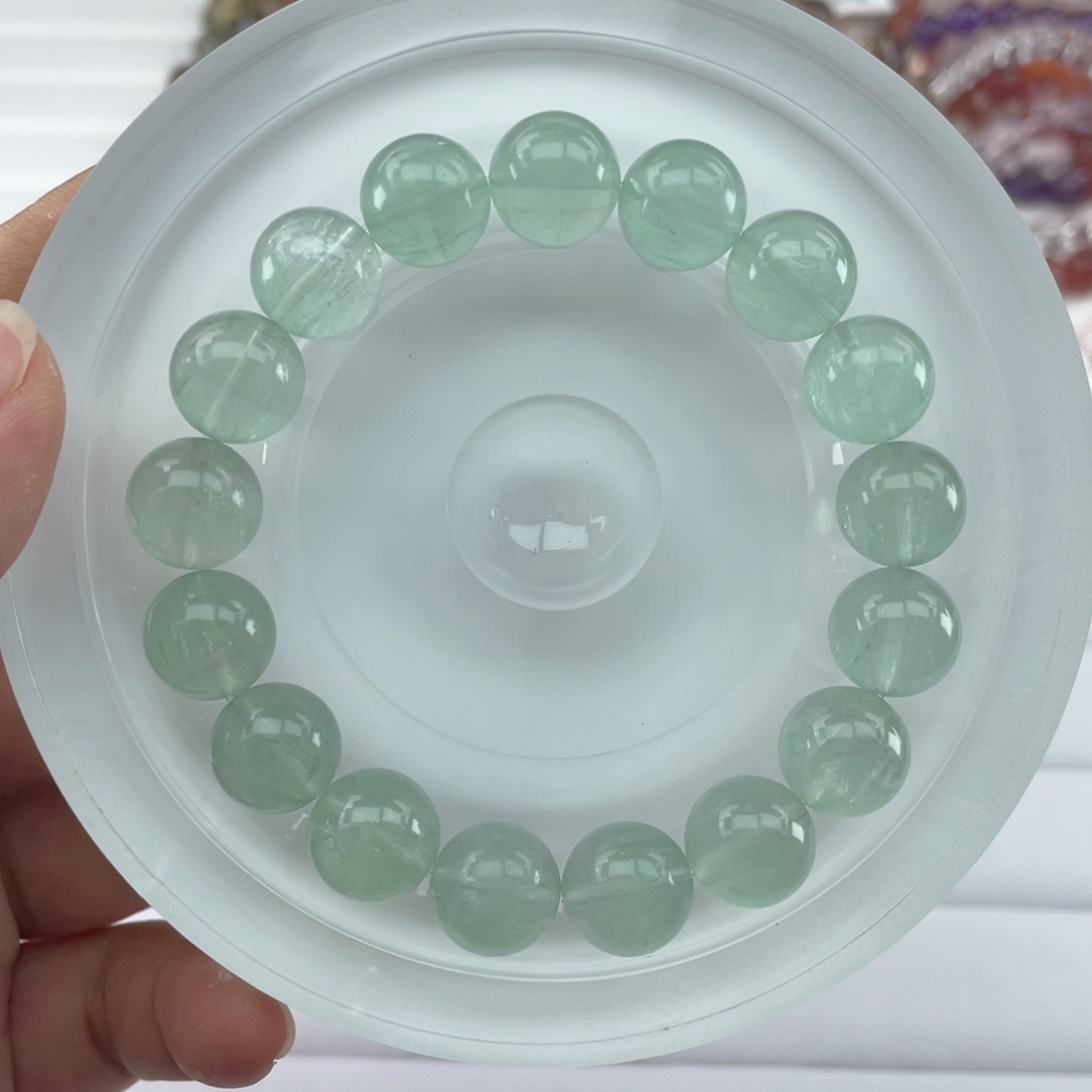 烟晶手串未镶嵌002绿萤石11m+