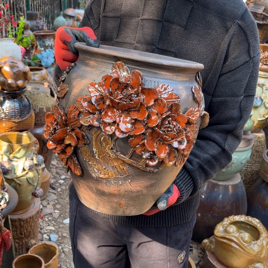 红陶高31口25有孔瑕