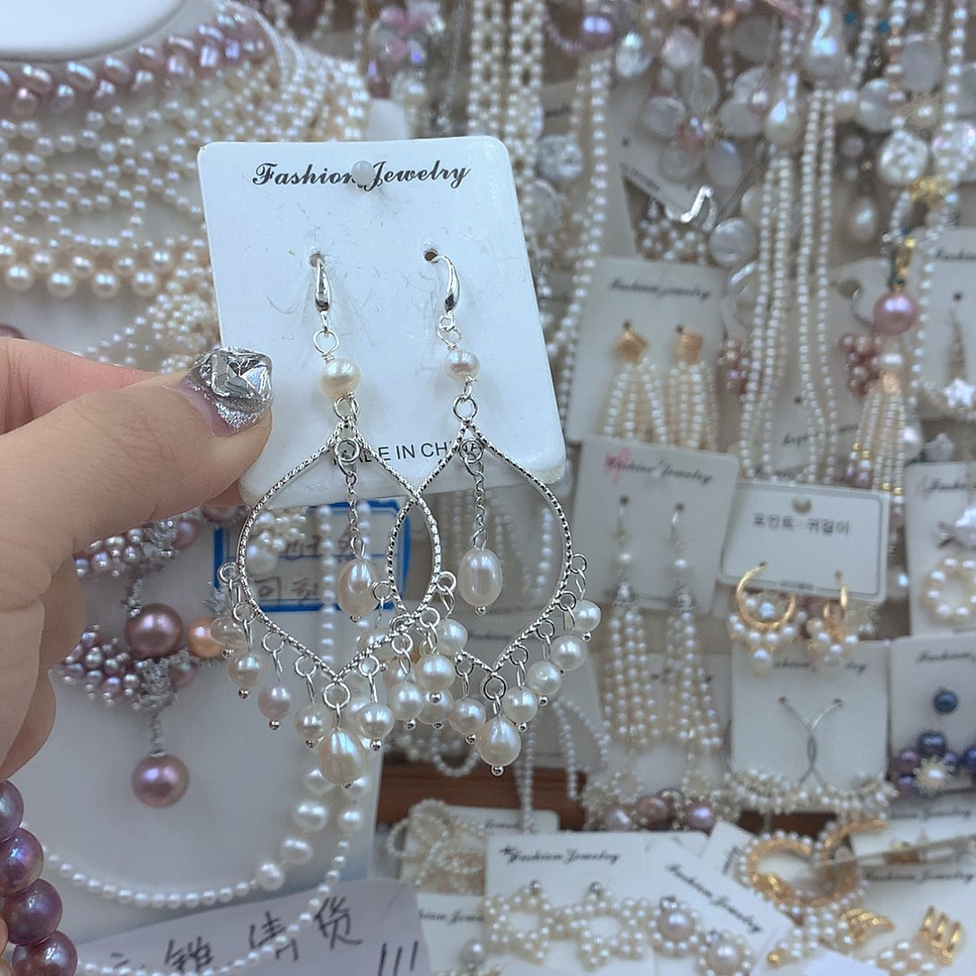 银S925镶嵌耳饰淡水珍珠